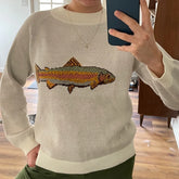 Round Neck Fish Print Knitwear Pullover
